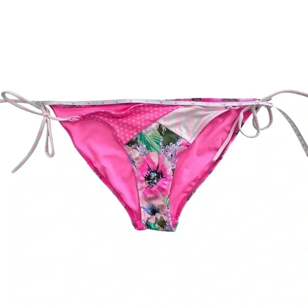 Victoria Secret Medium Bikini Bottoms Lilac Hot Pink Poppy green floral Swim - Picture 7 of 8